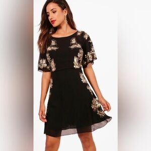 NWT Boohoo Boutique Cluster Sequin Skater Dress Size 8